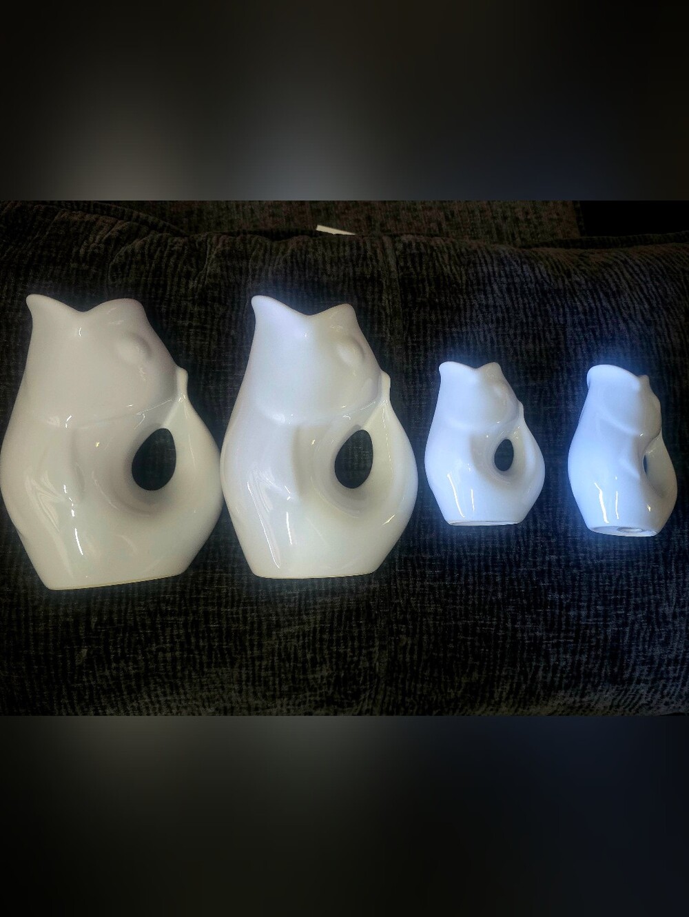 White Ceramic Fish Figurine Set - 4 Piece